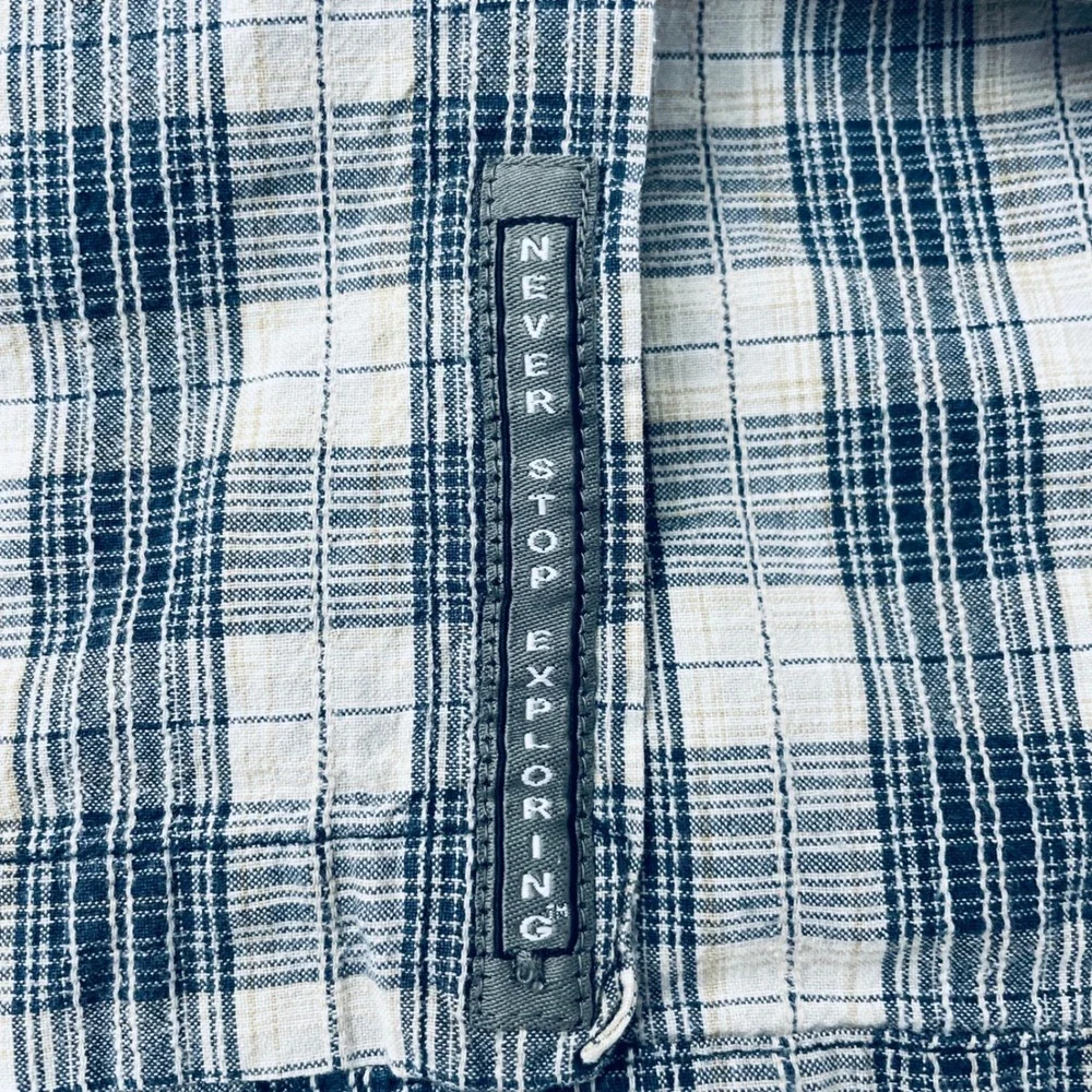The North Face Mens Short Sleeve Button Down Shirt Bundle Plaid Tribal Blue M